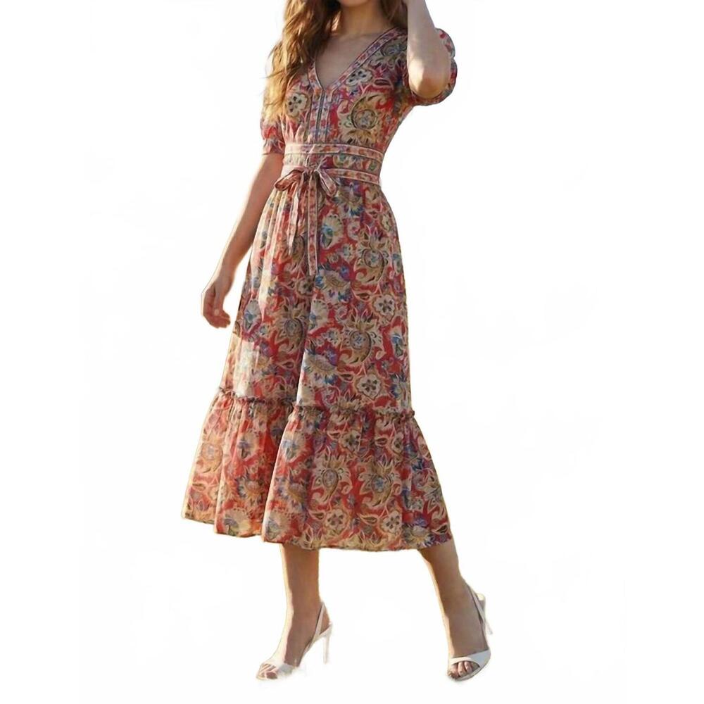 NEW TAELYNN shelby midi dress in multi